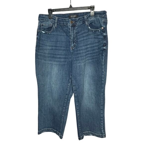 Judy Blue Wide Leg Cropped Medium Wash Trendy Denim Jeans Size 20W Plus - Picture 1 of 11